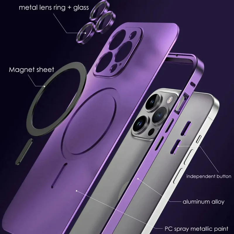 Slank beskyttelse til iPhone med magnetisk metalcover