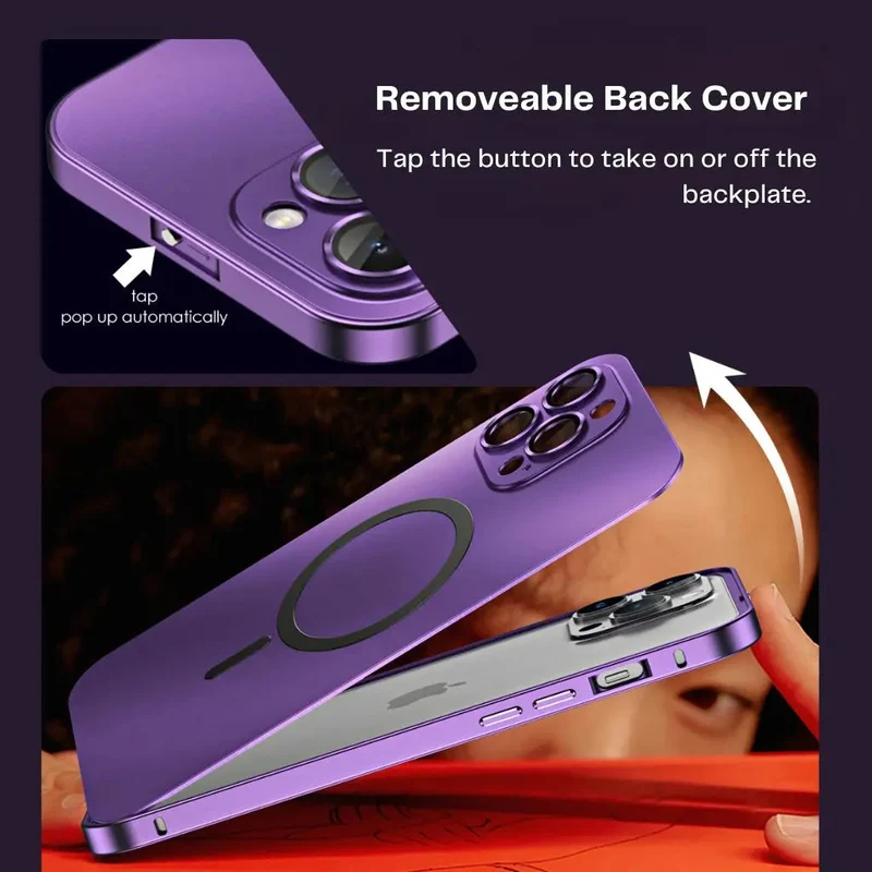 Slank beskyttelse til iPhone med magnetisk metalcover