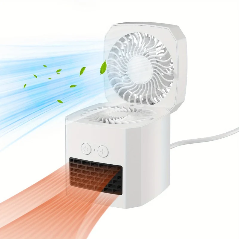 Bærbar Mini Varme- og Køleventilator til skrivebord