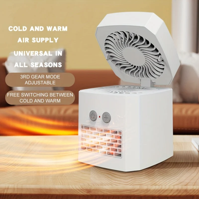 Bærbar Mini Varme- og Køleventilator til skrivebord