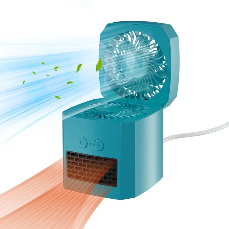 Bærbar Mini Varme- og Køleventilator til skrivebord