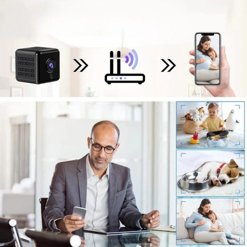 Trådløs Mini Kamera med Wifi, Genopladelig, 1080 HD