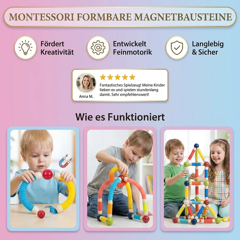 Formbare Magnetblokke til Montessori Læring