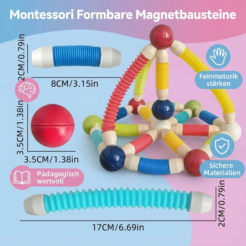 Formbare Magnetblokke til Montessori Læring