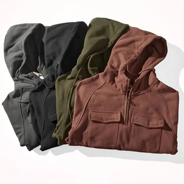 Hoodie til mænd med fleecefor og hætte til vinterbrug