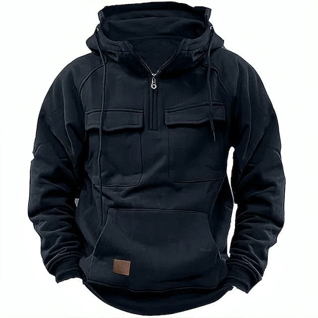 Hoodie til mænd med fleecefor og hætte til vinterbrug