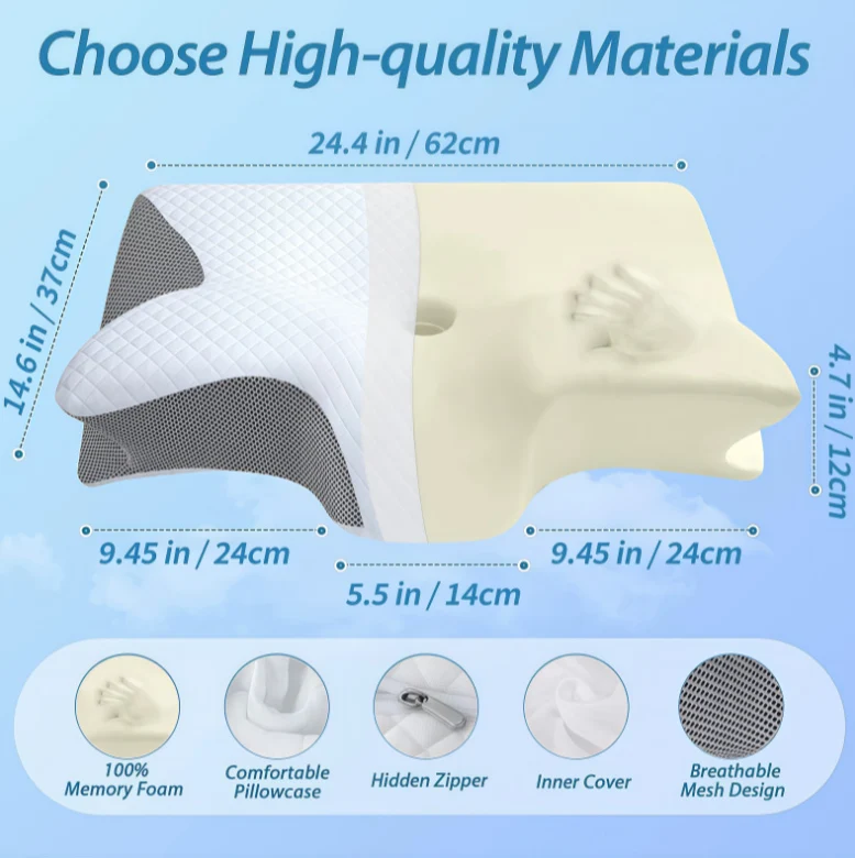 Ergonomisk Memory Foam Pude til Søvnapnø og Næseåndedrætsstøtte