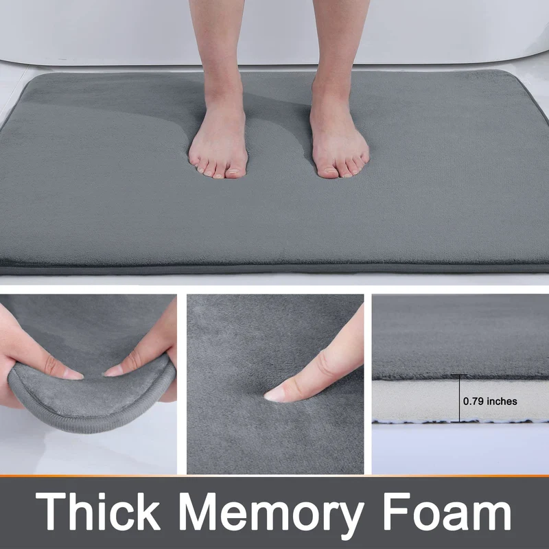 Hurtig absorberende skridsikker memory foam badevæmatte