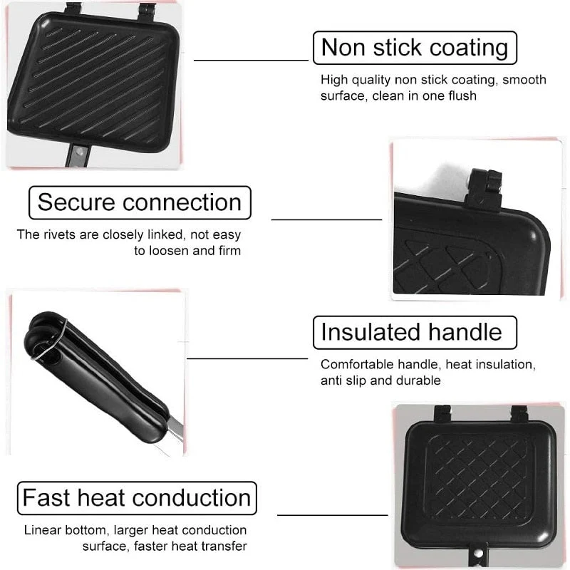 Dobbelt Sidet Non-Stick Sandwich Maker Pande