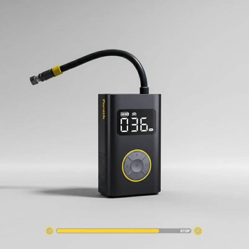 Kompakt Luftpumpe med Digital Display til Bil og Cykel