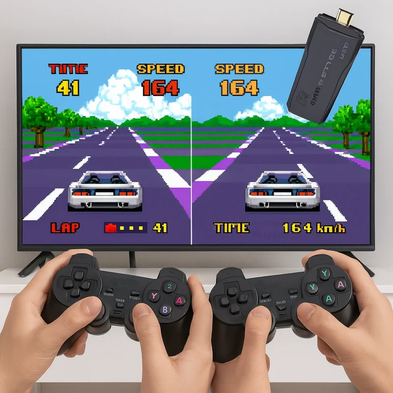 4K Retro Spilkonsol med Trådløse Controllere - Plug & Play