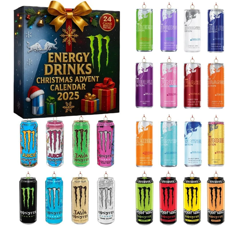 Adventskalender med 24 Energidrik Udvalg