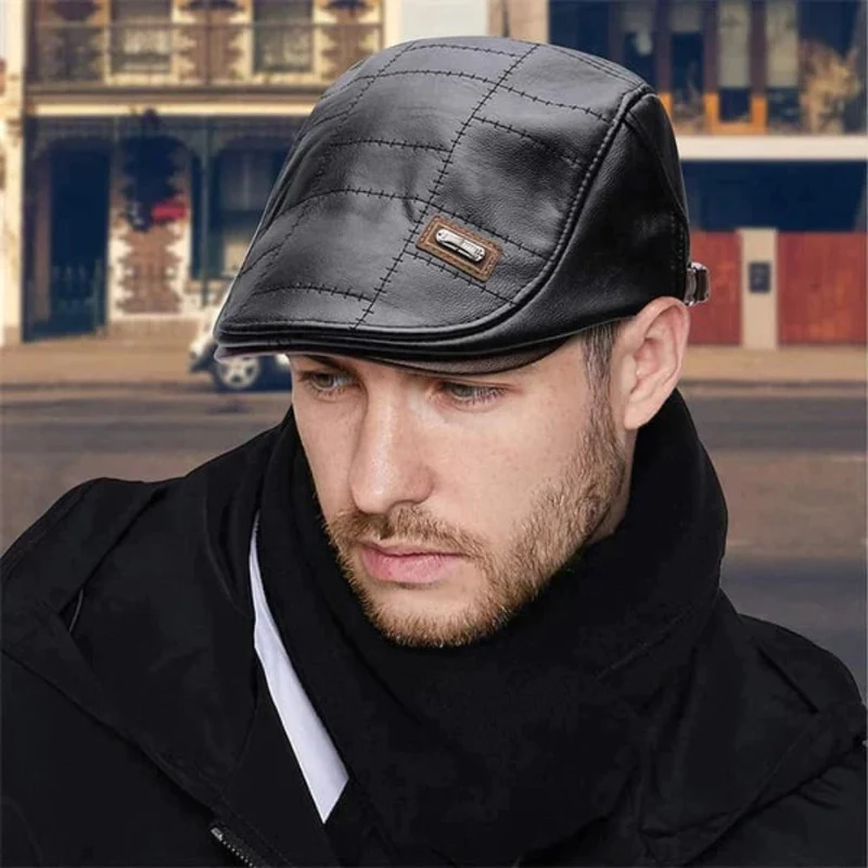 Retro Læder Caps til Mænd