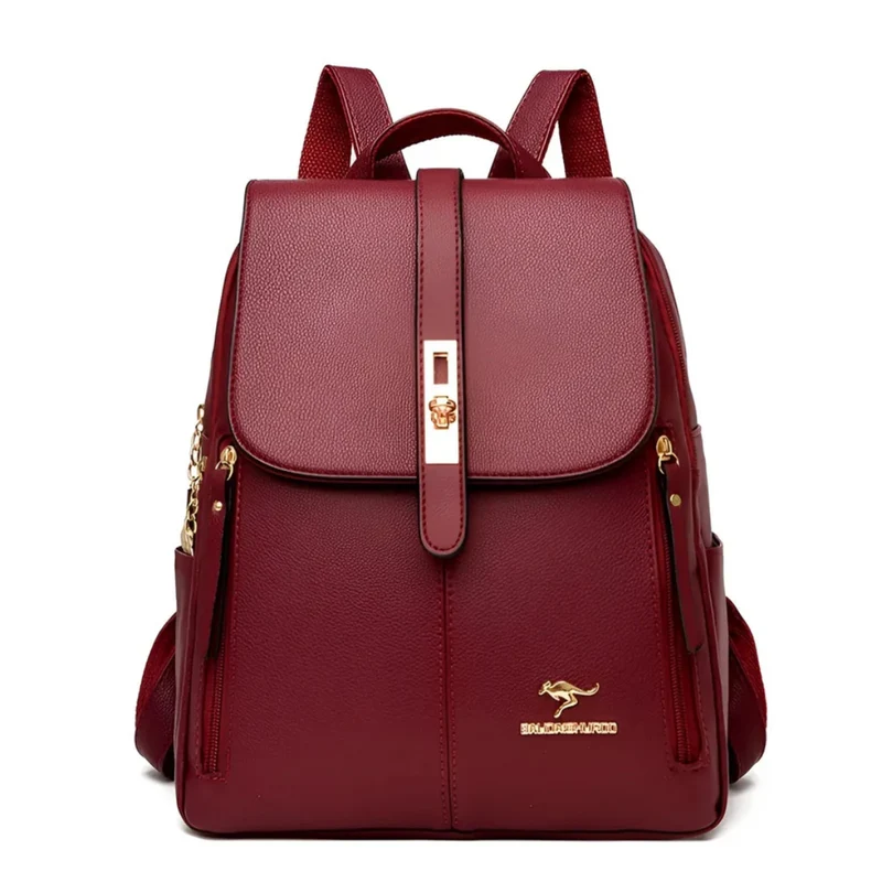 Elegant dame taske | rummeligt design - rød/blå/sort bordeaux
