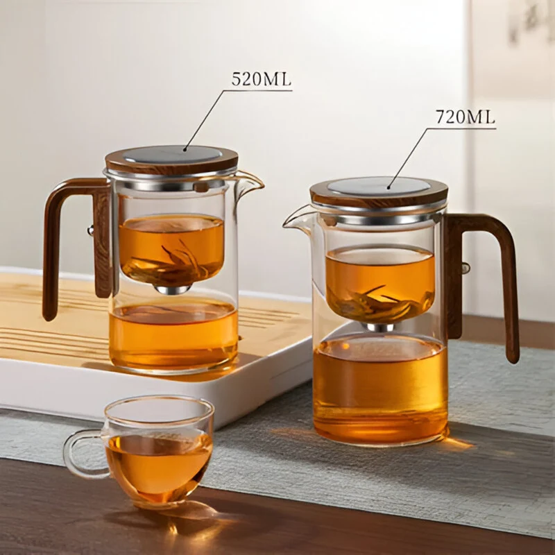 Elegant glas teekande med si - Stilfuldt design til løs te