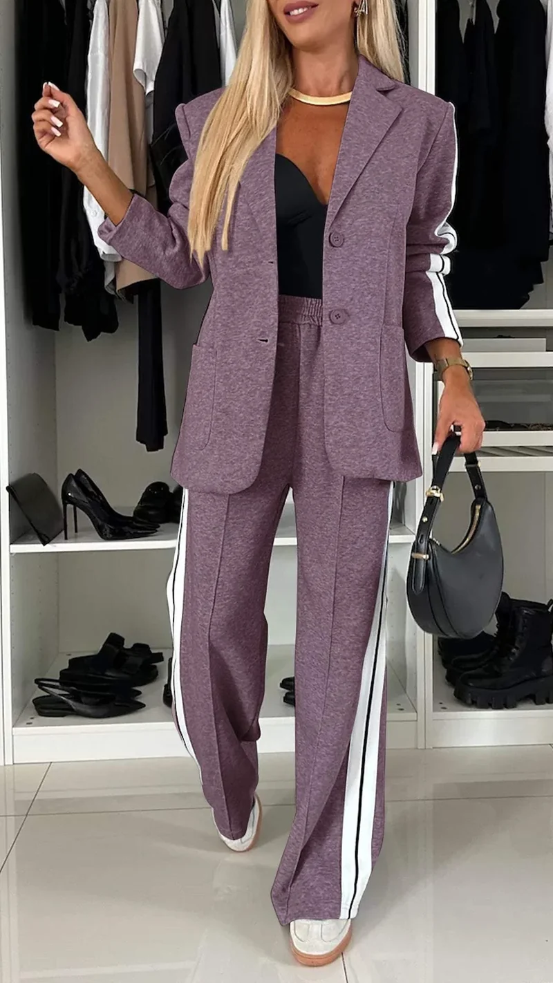 Chic Look med 2-delt Sæt – Blazer og Relaxede Bukser