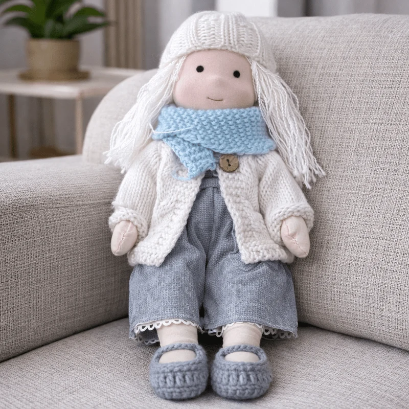 Håndlavet Waldorf Dukke i Bomuld til Kreativ Leg