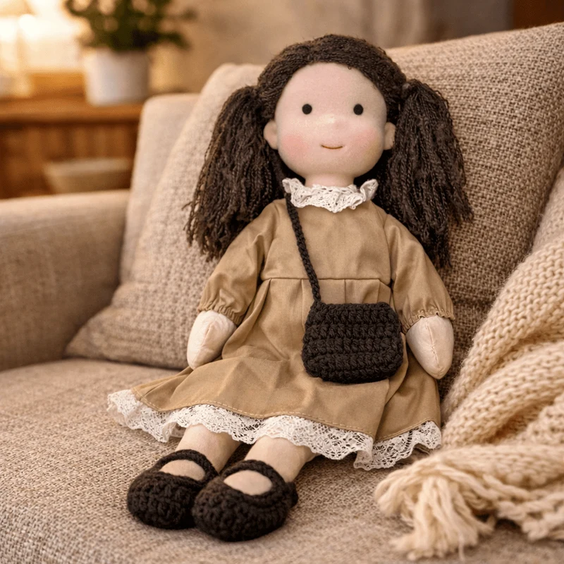 Håndlavet Waldorf Dukke i Bomuld til Kreativ Leg