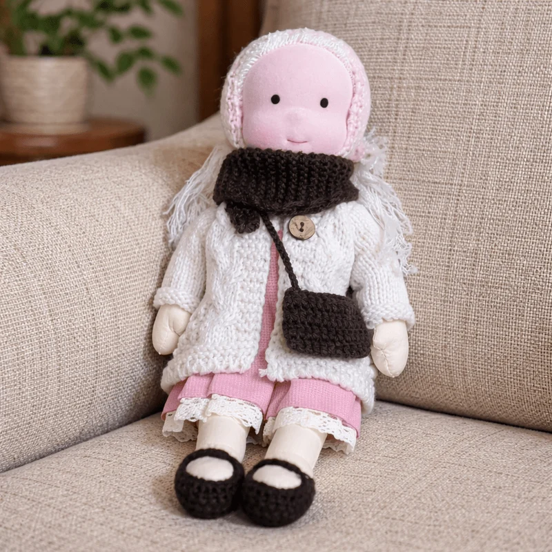 Håndlavet Waldorf Dukke i Bomuld til Kreativ Leg
