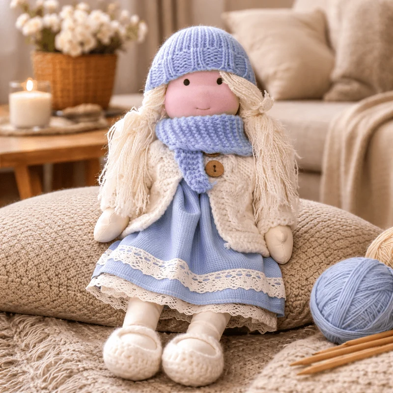 Håndlavet Waldorf Dukke i Bomuld til Kreativ Leg