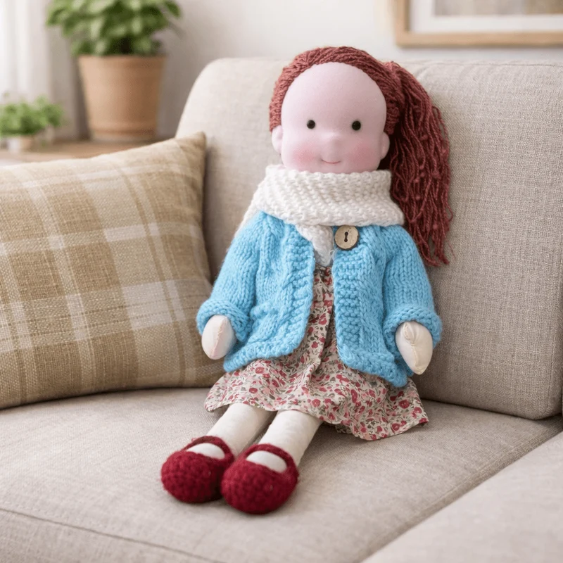 Håndlavet Waldorf Dukke i Bomuld til Kreativ Leg