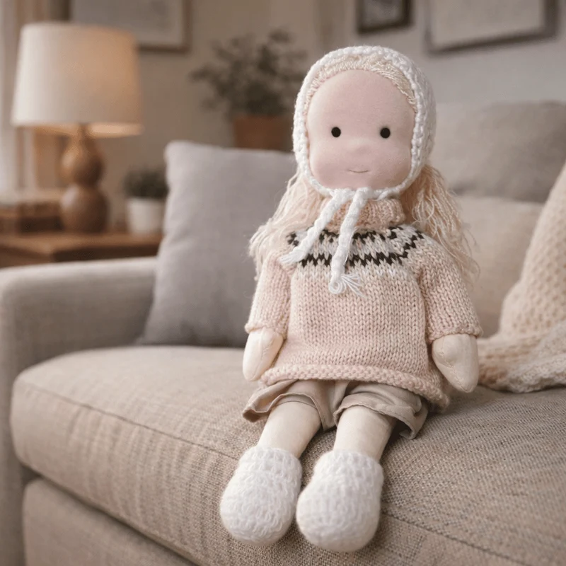Håndlavet Waldorf Dukke i Bomuld til Kreativ Leg