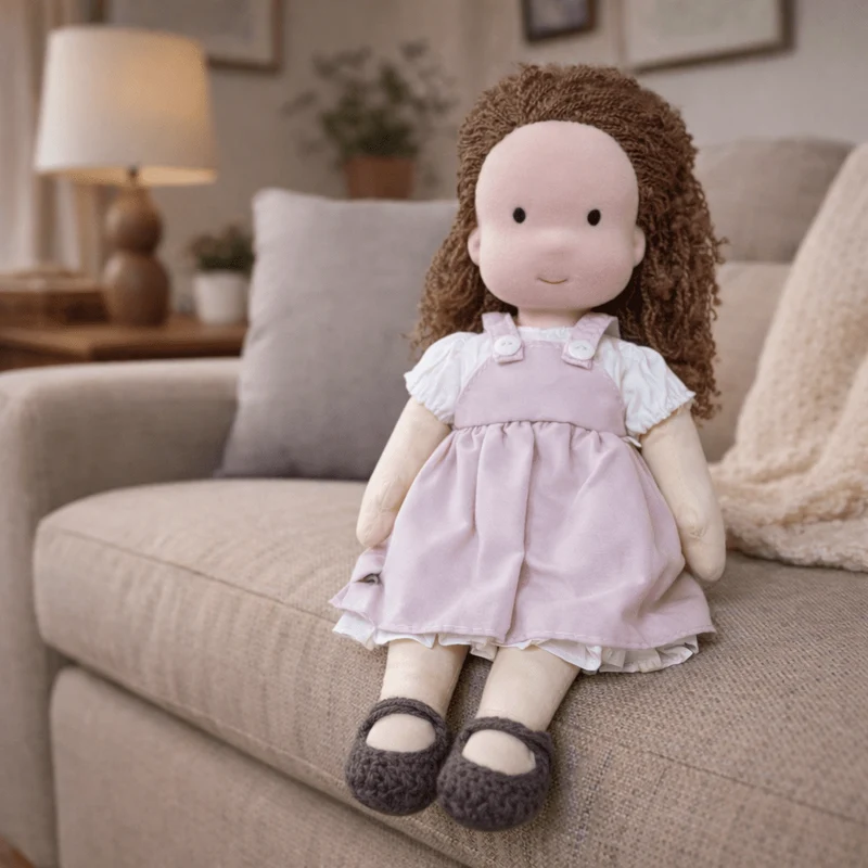 Håndlavet Waldorf Dukke i Bomuld til Kreativ Leg