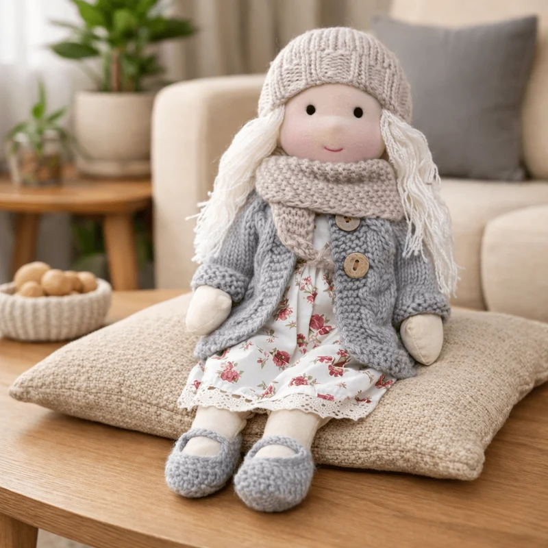 Håndlavet Waldorf Dukke i Bomuld til Kreativ Leg