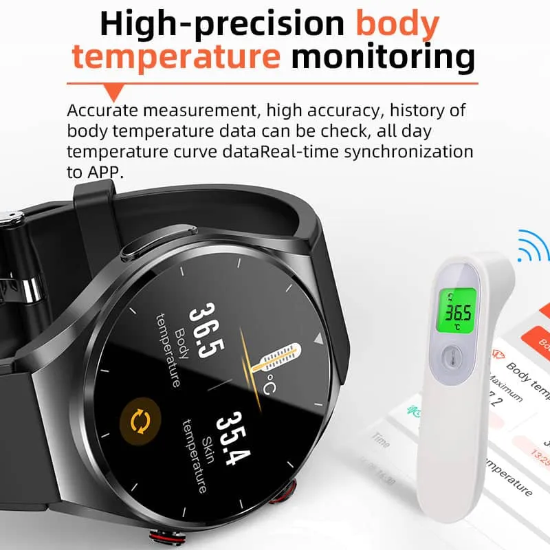 Én-Klik Glukose, Blodtryk, EKG og Pulsvariabilitet - Sundheds Smartwatch
