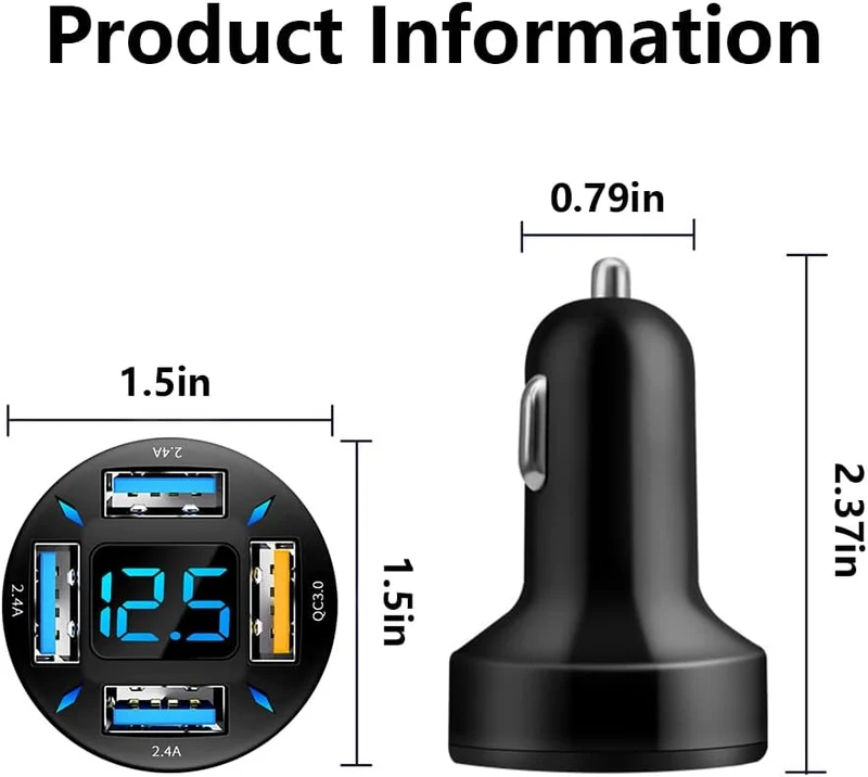 66W Hurtig Oplader til Bil med USB PD og QC 3.0 – Universal 12-24V