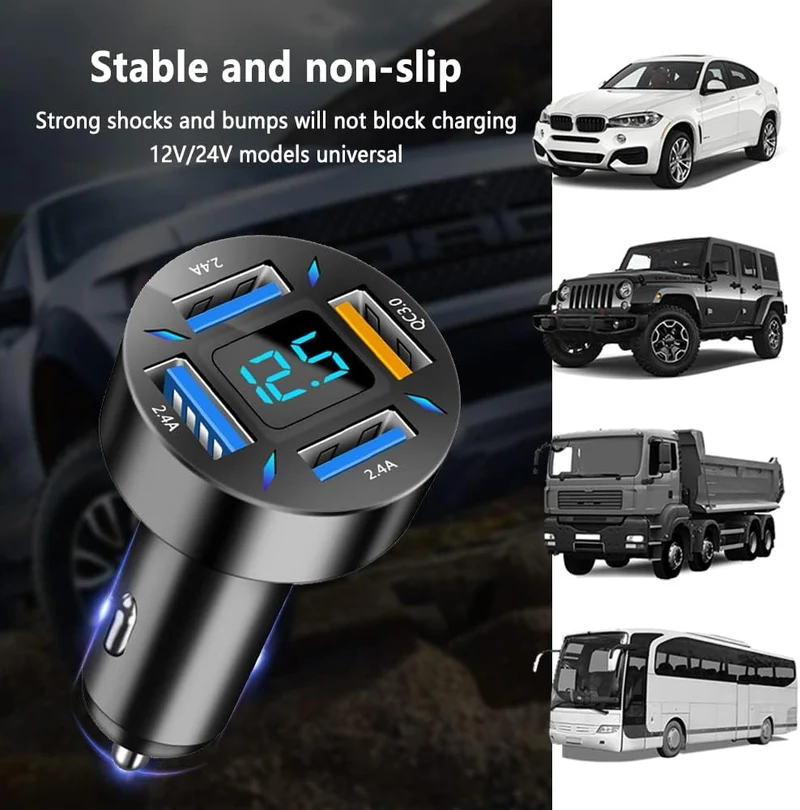 66W Hurtig Oplader til Bil med USB PD og QC 3.0 – Universal 12-24V