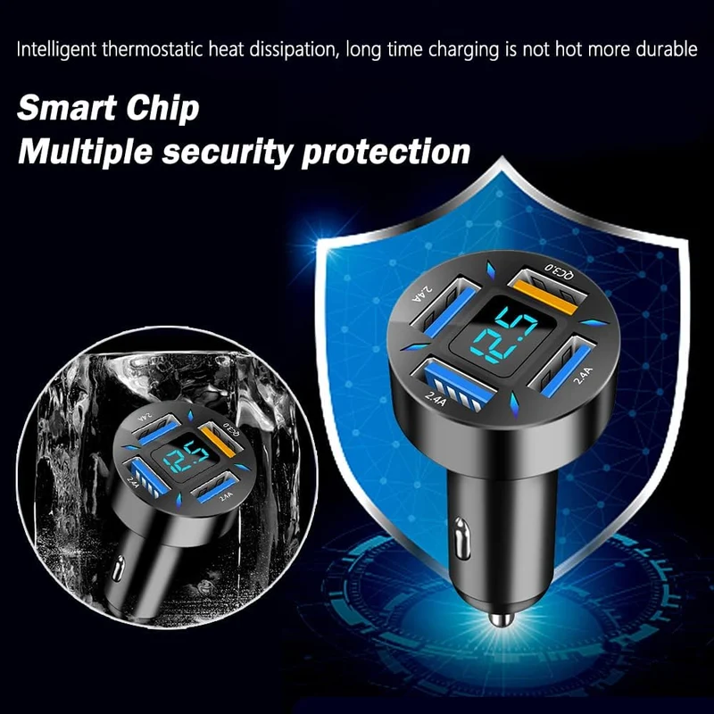 66W Hurtig Oplader til Bil med USB PD og QC 3.0 – Universal 12-24V