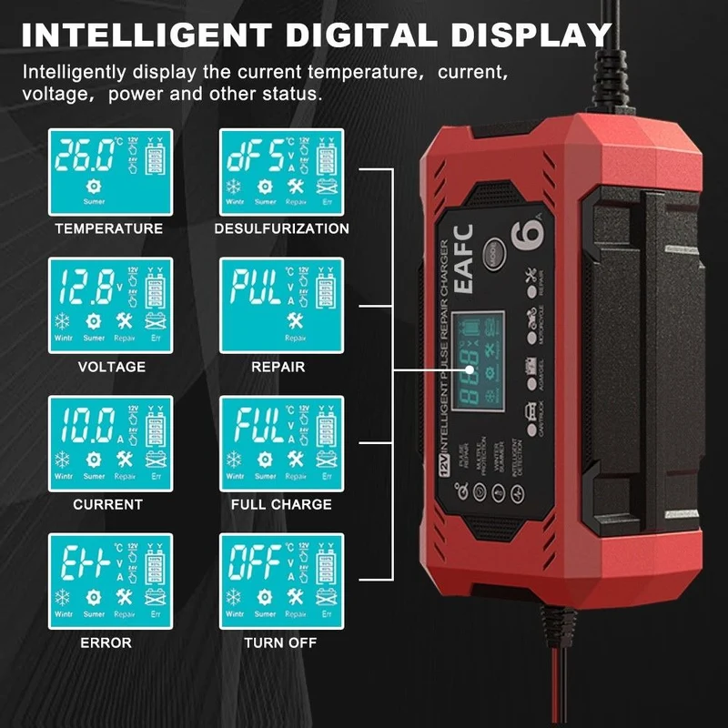 Biloplader med LCD-skærm – 12V/24V, impulsgenerering reparation