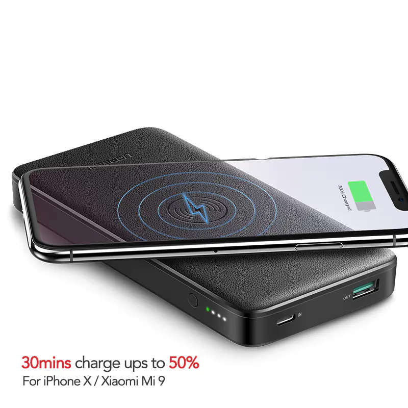 Trådløs hurtigoplader Power Bank – 10.000mAh med dobbelt udgang