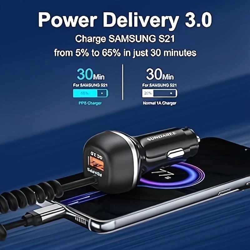 51W Hurtig USB-C Biloplader – Ideel til hurtig opladning af enheder