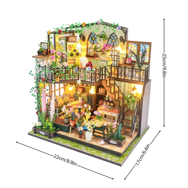 Miniature drivhus DIY med belysning – 3D puslespil til kreativ dekoration