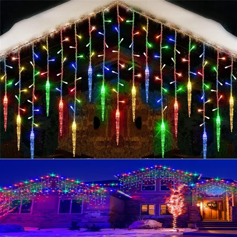 LED Lyskæde i isterning design | 8 forskellige indstillinger | Vinterdekoration til jul og nytår 2026 | EU stik