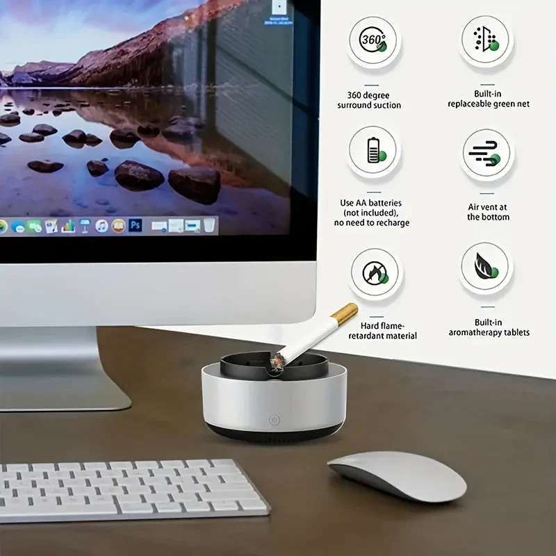 Smart Aske med Luftrenser – Effektiv Fjernelse af Røg og Lugt med Elegant Design