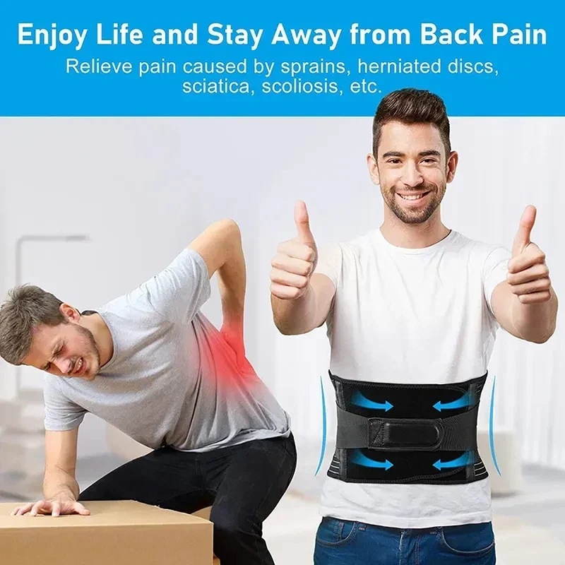 Rygstøttebælte med 360° Lumbar Support, Hukommelsesaluminium og Stålspiraler