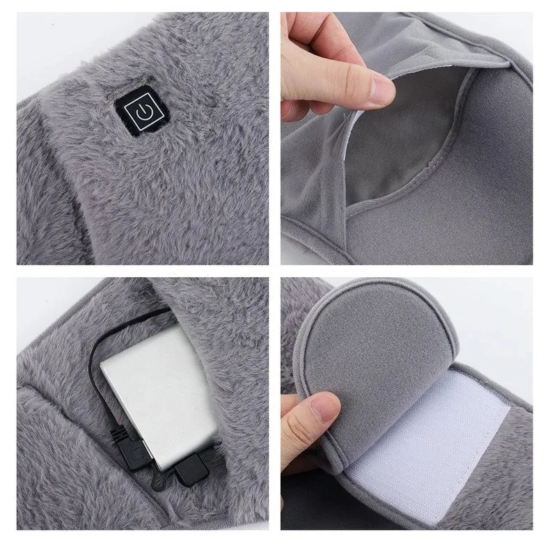 USB Varmepude med Temperaturkontrol – Blødt Velour til Talje og Hænder, 45-65°C, Bærbar, 105 x 20 cm