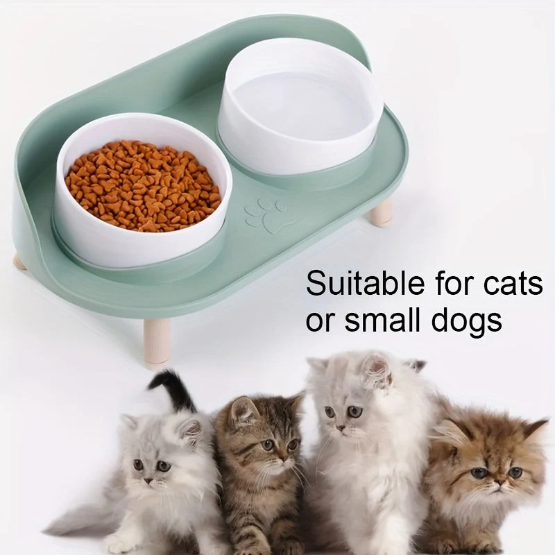Dobbelt Høj Skål til Kæledyr – Komfortabel Spise- og Drikkeoplevelse for Katte og Hunde