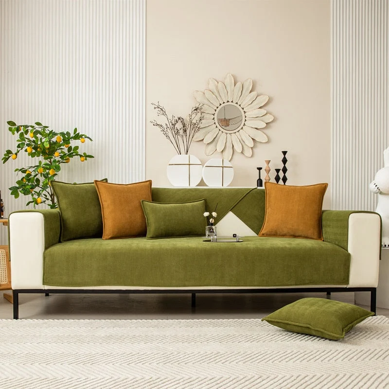 Elegant Sofa Beskyttelse i Chenille med Fiskebensmønster