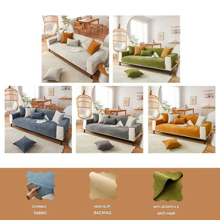 Elegant Sofa Beskyttelse i Chenille med Fiskebensmønster