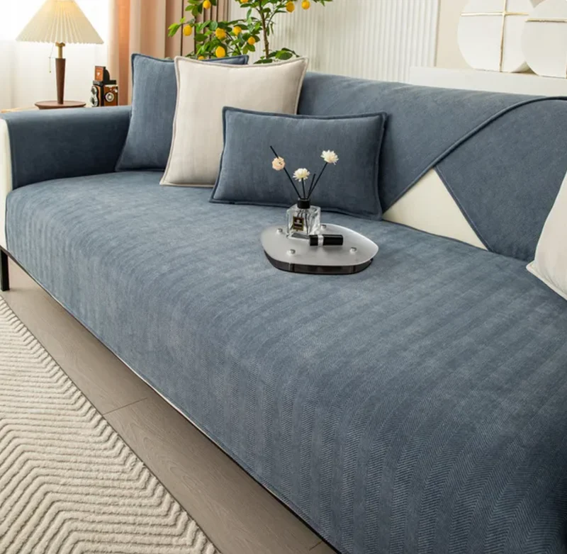 Elegant Sofa Beskyttelse i Chenille med Fiskebensmønster