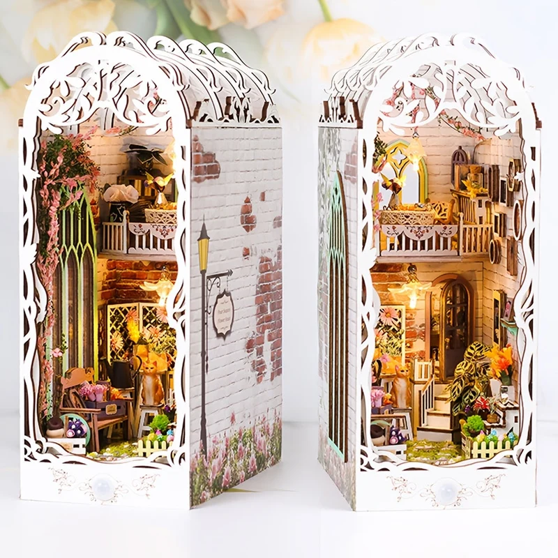 3D Puslespil i Træ – Blomsterhus med Automatisk Belysning