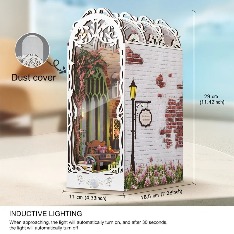 3D Puslespil i Træ – Blomsterhus med Automatisk Belysning