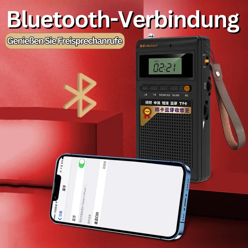 Kompakt Bluetooth Radio og MP3 Afspiller - Lydbølger Mini