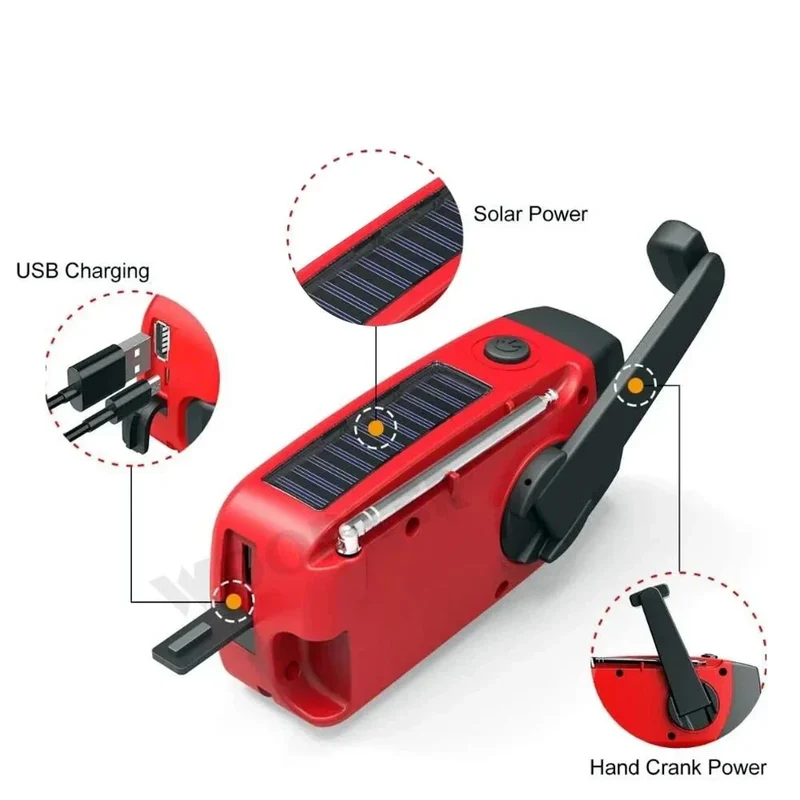 Flerfunktionel Nødradio med Solenergi og Powerbank
