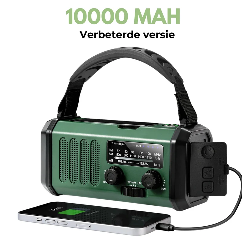 Professionel Nødradio med Sol- og Manuelopladning - Robust og Effektiv