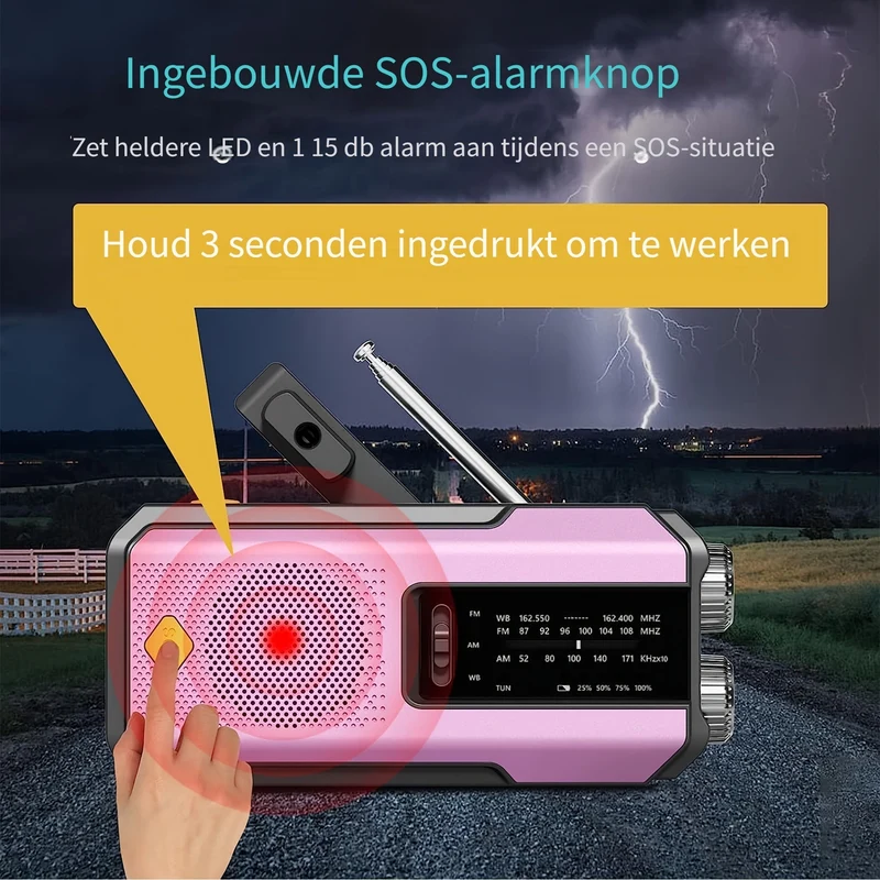 Bærbar Radio med Solpanel og LED-Lommelygte